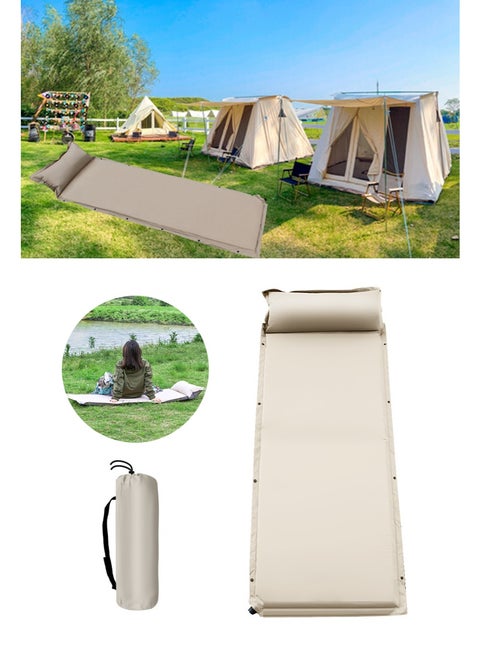 سجادة سفر قابلة للنفخ الذاتي مع وسادة، حصيرة نوم مخيم قابلة للربط، فراش هوائي خفيف الوزن، سرير هوائي مطوي للخيام - مثالي للسفر والمشي لمسافات طويلة والتخييم (فردي)